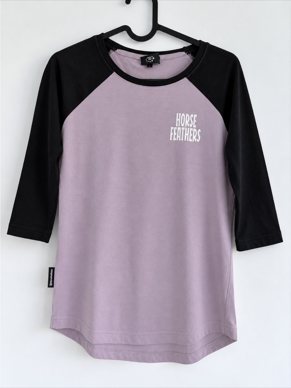 HorseFeathers Lavender and Black Raglan 3/4 Sleeve Tee